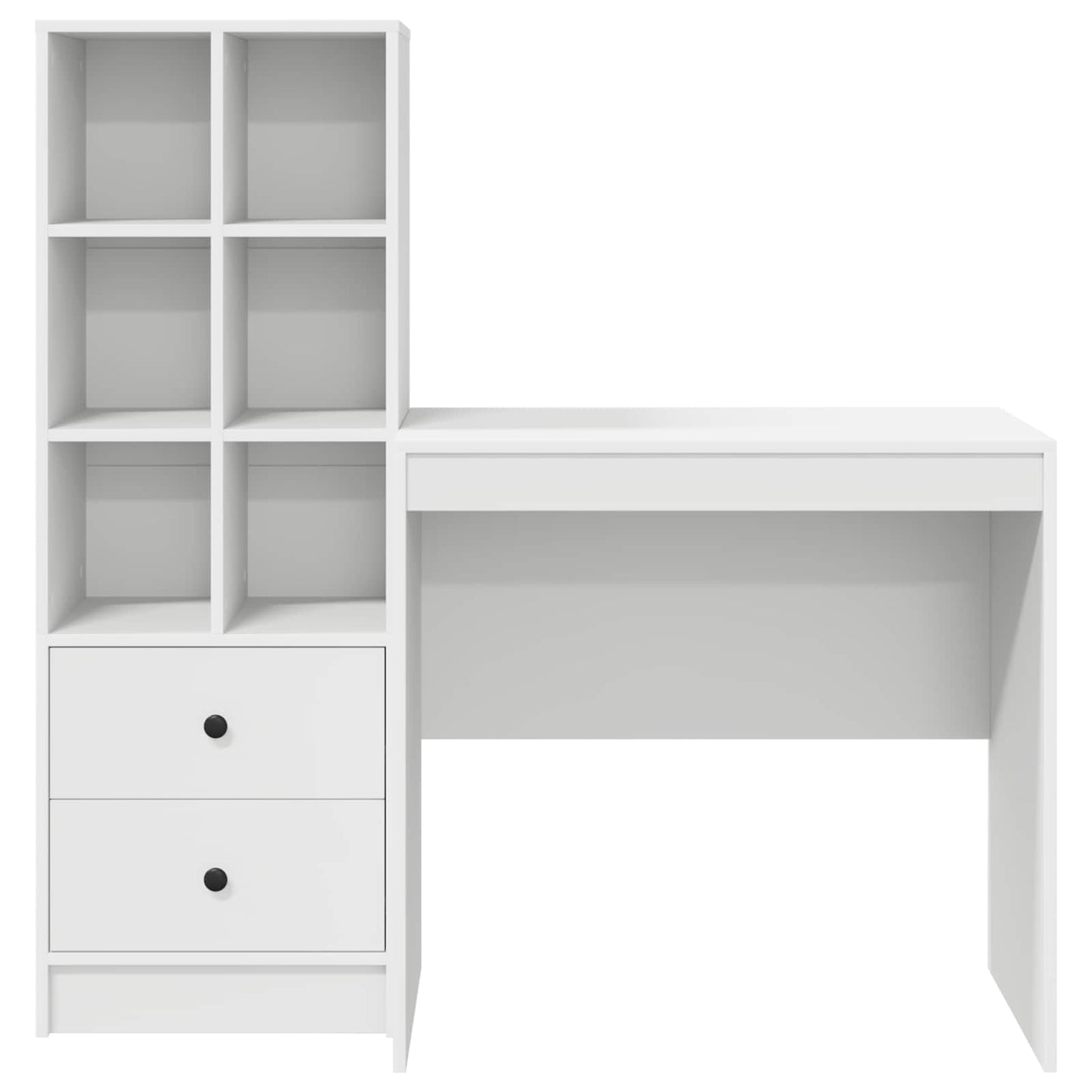 vidaXL Desk with Drawer with Shelf with Storage 2 pcs White