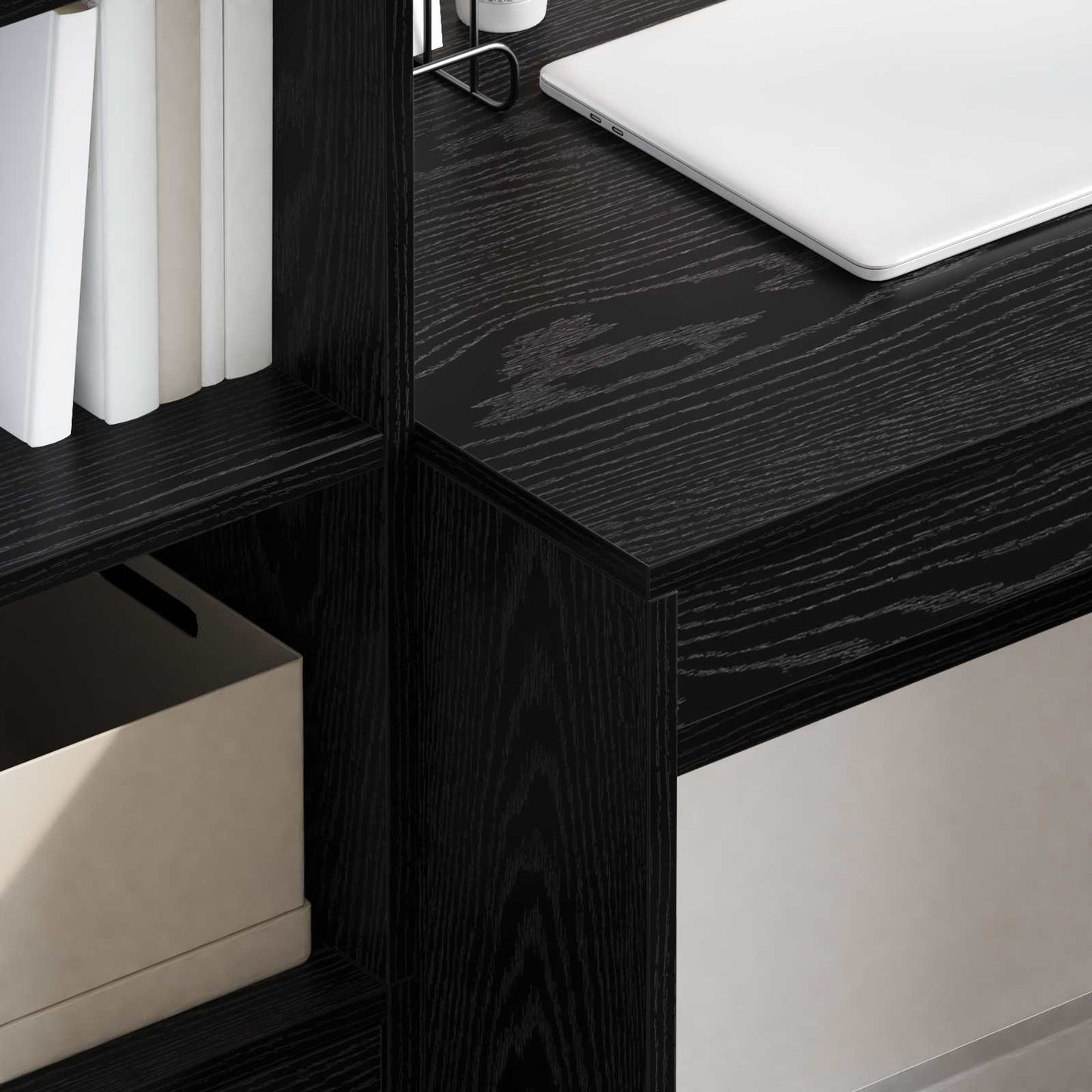 vidaXL Desk with Drawer with Shelf with Storage 2 pcs Black Oak