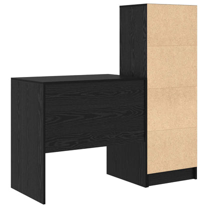vidaXL Desk with Drawer with Shelf with Storage 2 pcs Black Oak