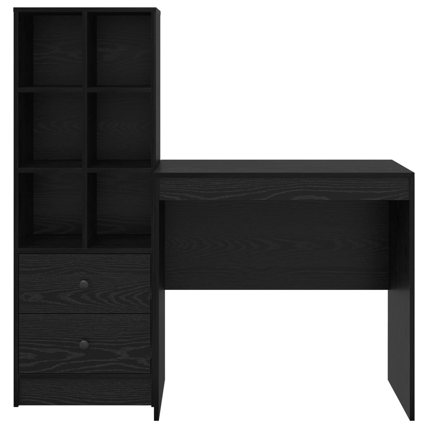 vidaXL Desk with Drawer with Shelf with Storage 2 pcs Black Oak
