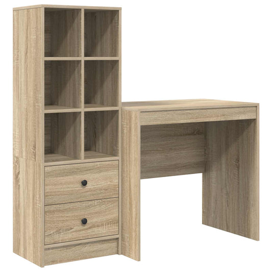 vidaXL Desk with Drawer with Shelf with Storage 2 pcs Sonoma Oak