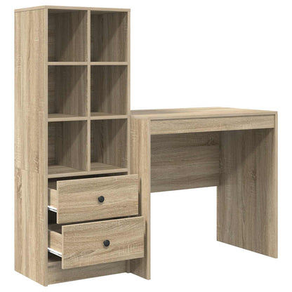 vidaXL Desk with Drawer with Shelf with Storage 2 pcs Sonoma Oak