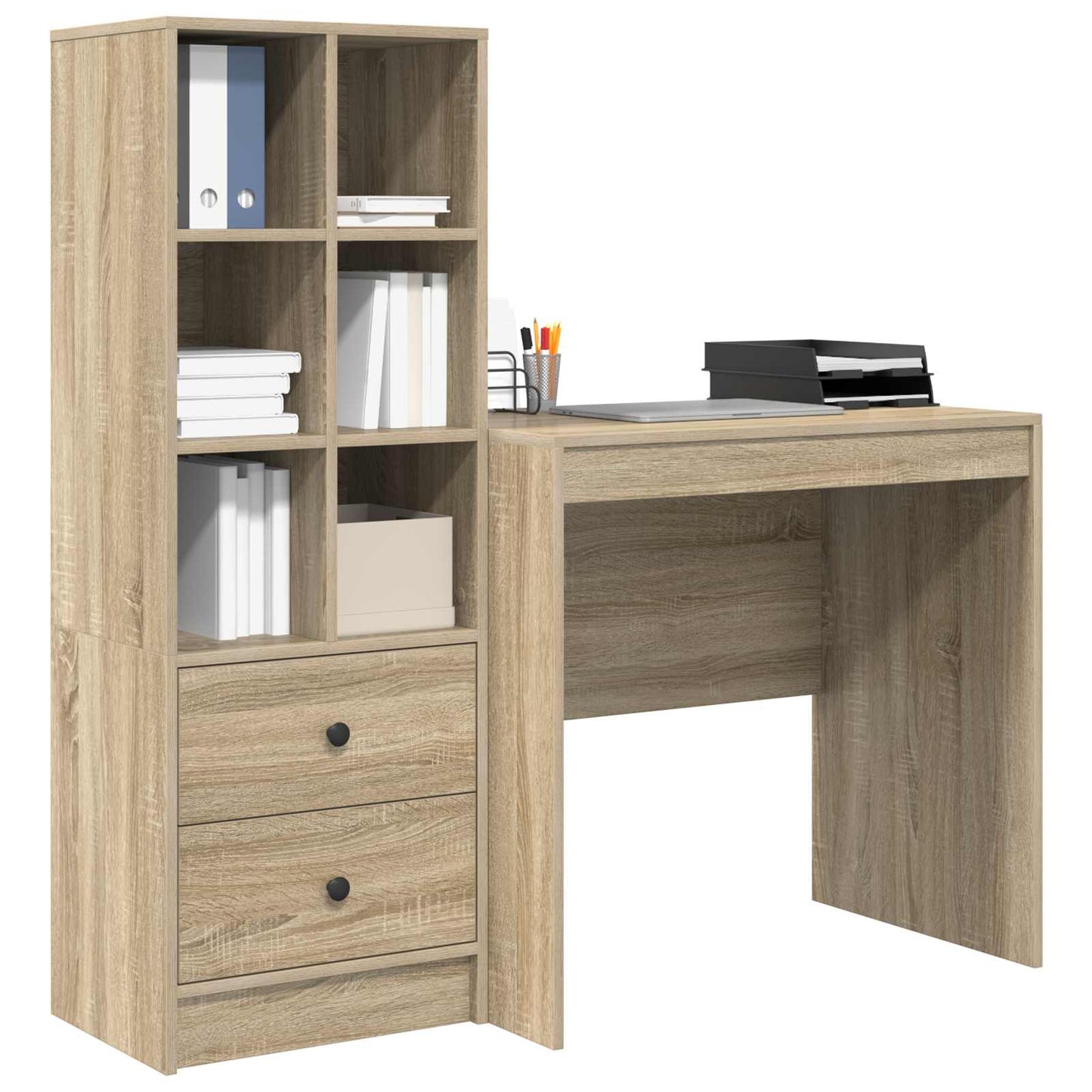 vidaXL Desk with Drawer with Shelf with Storage 2 pcs Sonoma Oak
