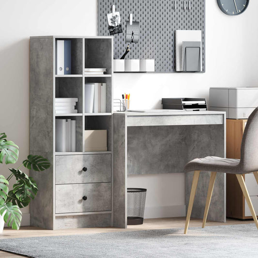 vidaXL Desk with Drawer with Shelf with Storage 2 pcs Concrete Grey