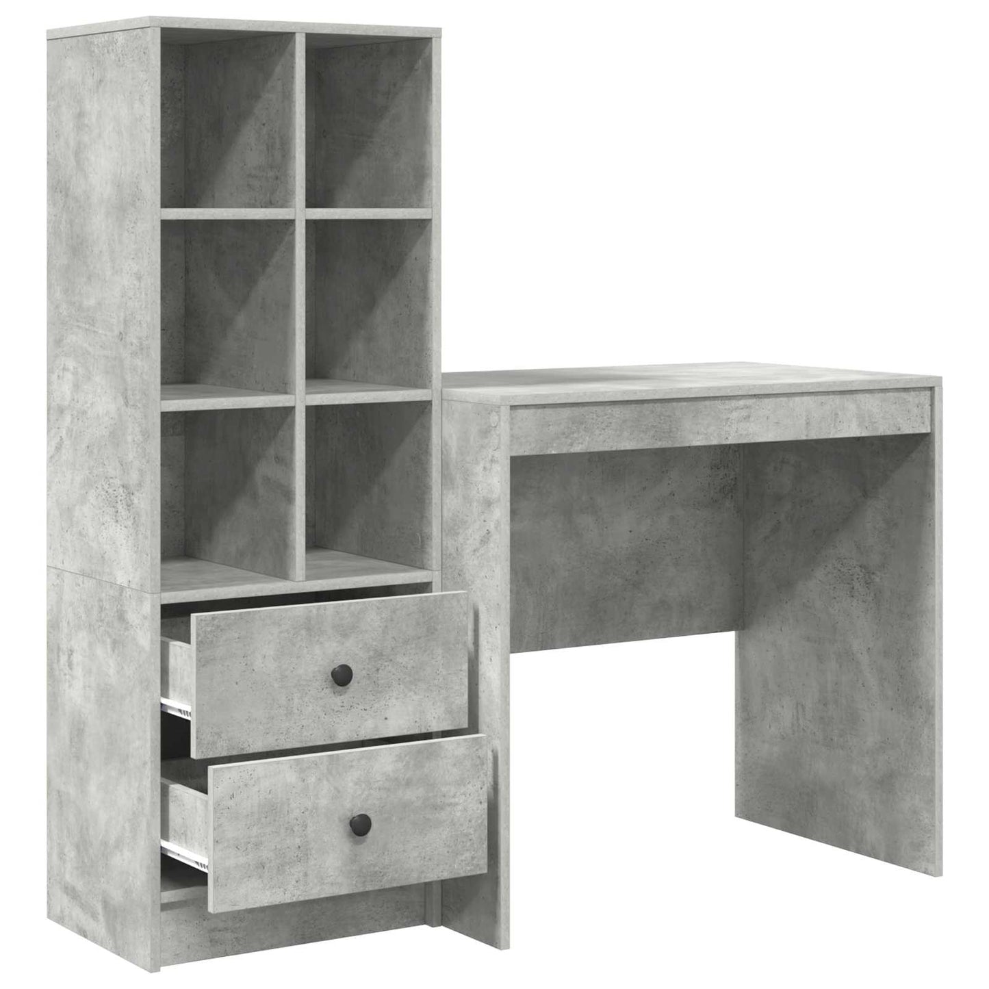 vidaXL Desk with Drawer with Shelf with Storage 2 pcs Concrete Grey