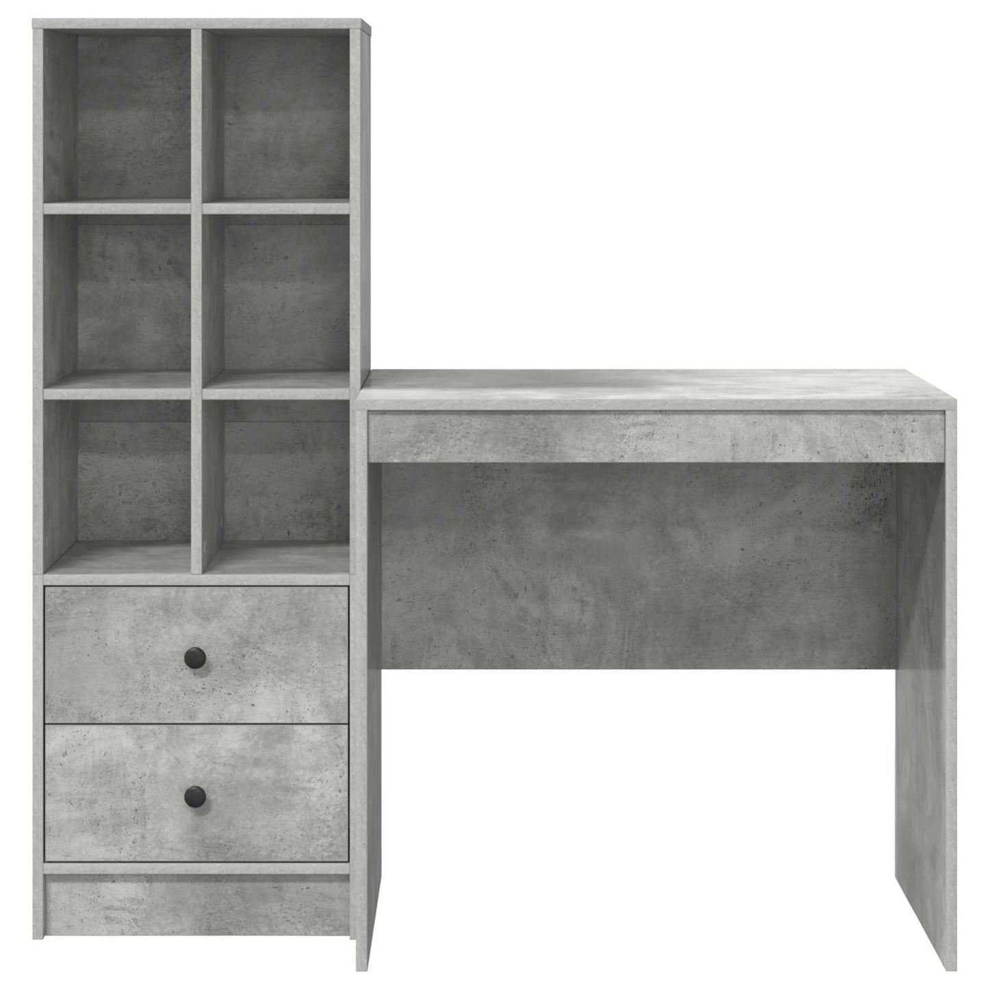 vidaXL Desk with Drawer with Shelf with Storage 2 pcs Concrete Grey