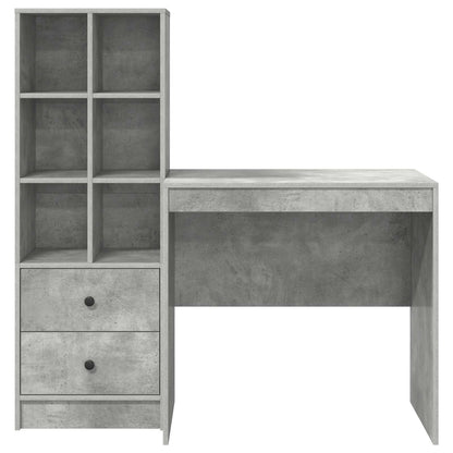 vidaXL Desk with Drawer with Shelf with Storage 2 pcs Concrete Grey