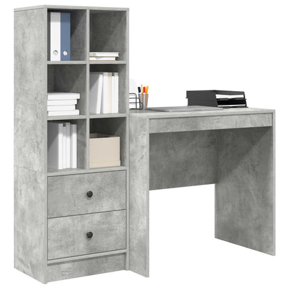 vidaXL Desk with Drawer with Shelf with Storage 2 pcs Concrete Grey