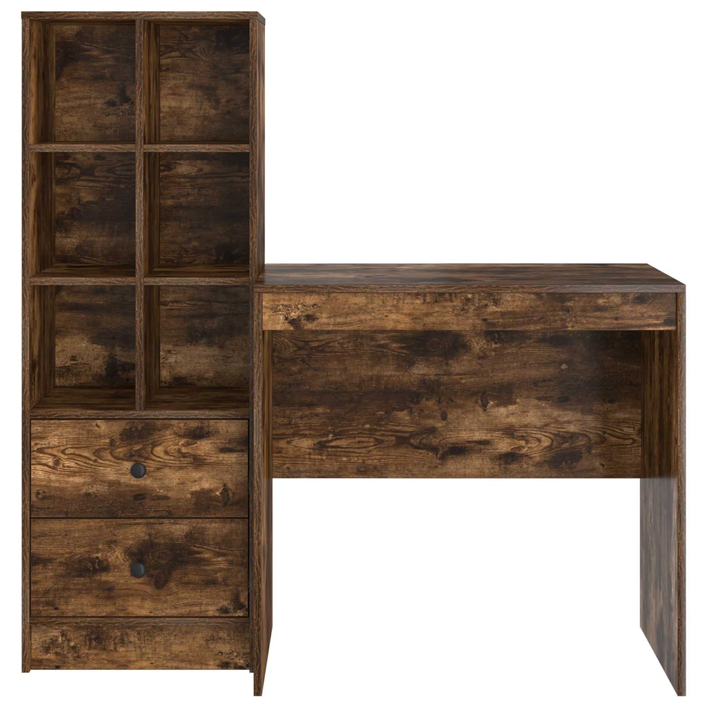 vidaXL Desk with Drawer with Shelf with Storage 2 pcs Smoked Oak