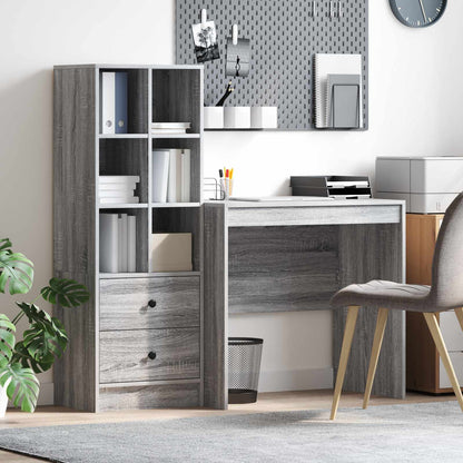 vidaXL Desk with Drawer with Shelf with Storage 2 pcs Grey Sonoma