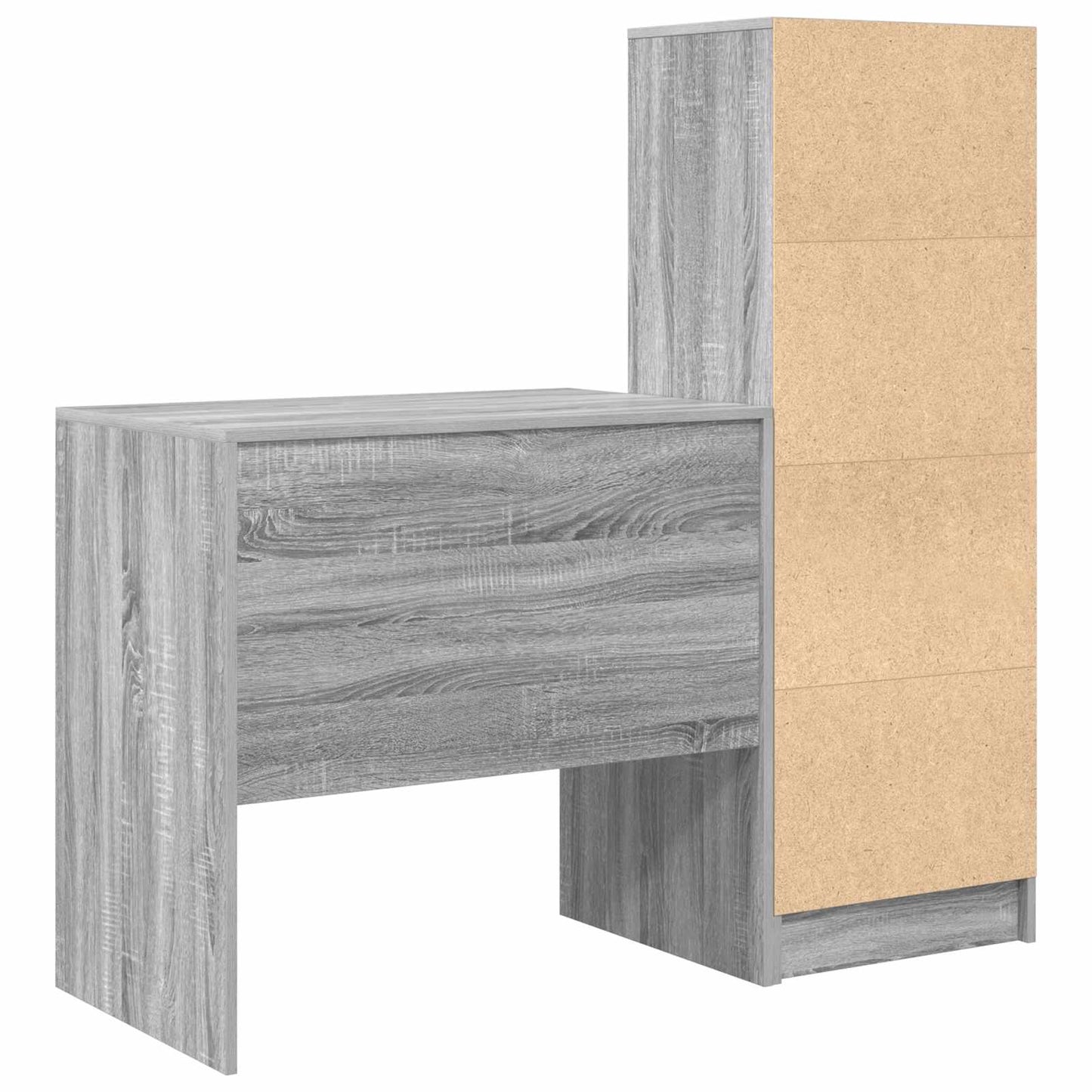 vidaXL Desk with Drawer with Shelf with Storage 2 pcs Grey Sonoma