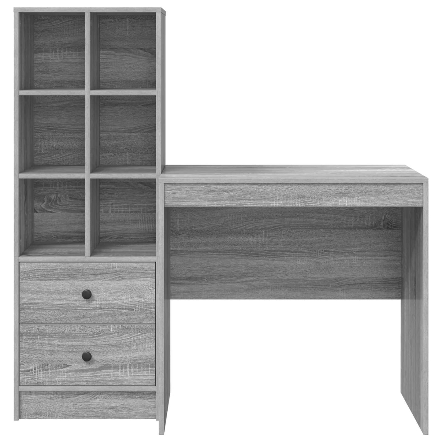 vidaXL Desk with Drawer with Shelf with Storage 2 pcs Grey Sonoma