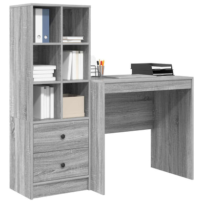 vidaXL Desk with Drawer with Shelf with Storage 2 pcs Grey Sonoma