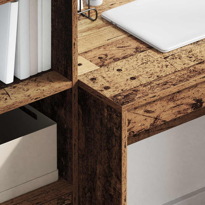 vidaXL Desk with Drawer with Shelf with Storage 2 pcs Old Wood
