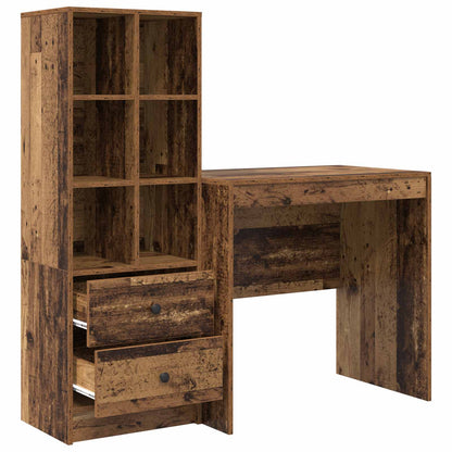 vidaXL Desk with Drawer with Shelf with Storage 2 pcs Old Wood