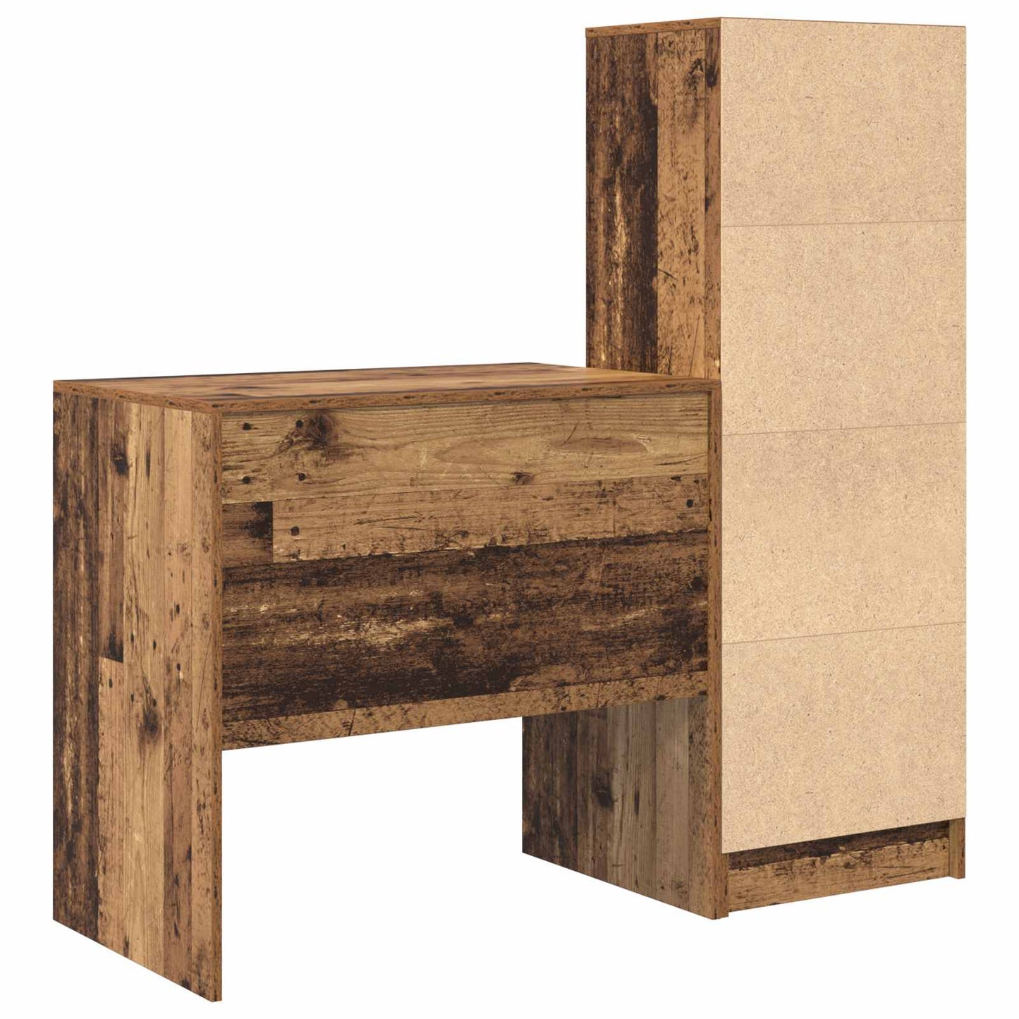 vidaXL Desk with Drawer with Shelf with Storage 2 pcs Old Wood