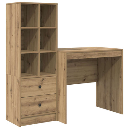 vidaXL Desk with Drawer with Shelf with Storage 2 pcs Artisan Oak