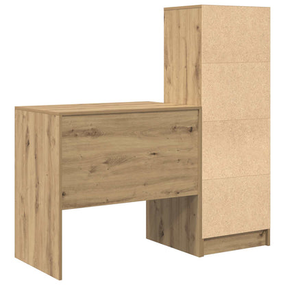 vidaXL Desk with Drawer with Shelf with Storage 2 pcs Artisan Oak