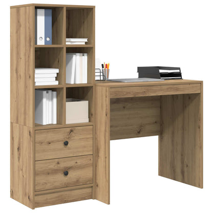 vidaXL Desk with Drawer with Shelf with Storage 2 pcs Artisan Oak