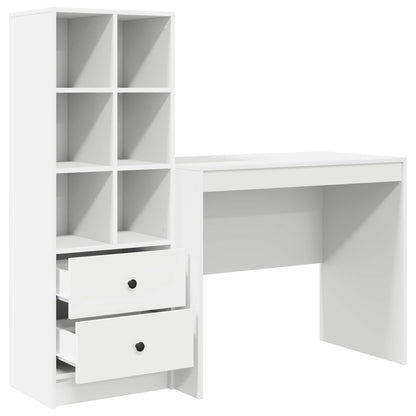 vidaXL Desk with Drawer with Shelf with Storage 2 pcs White