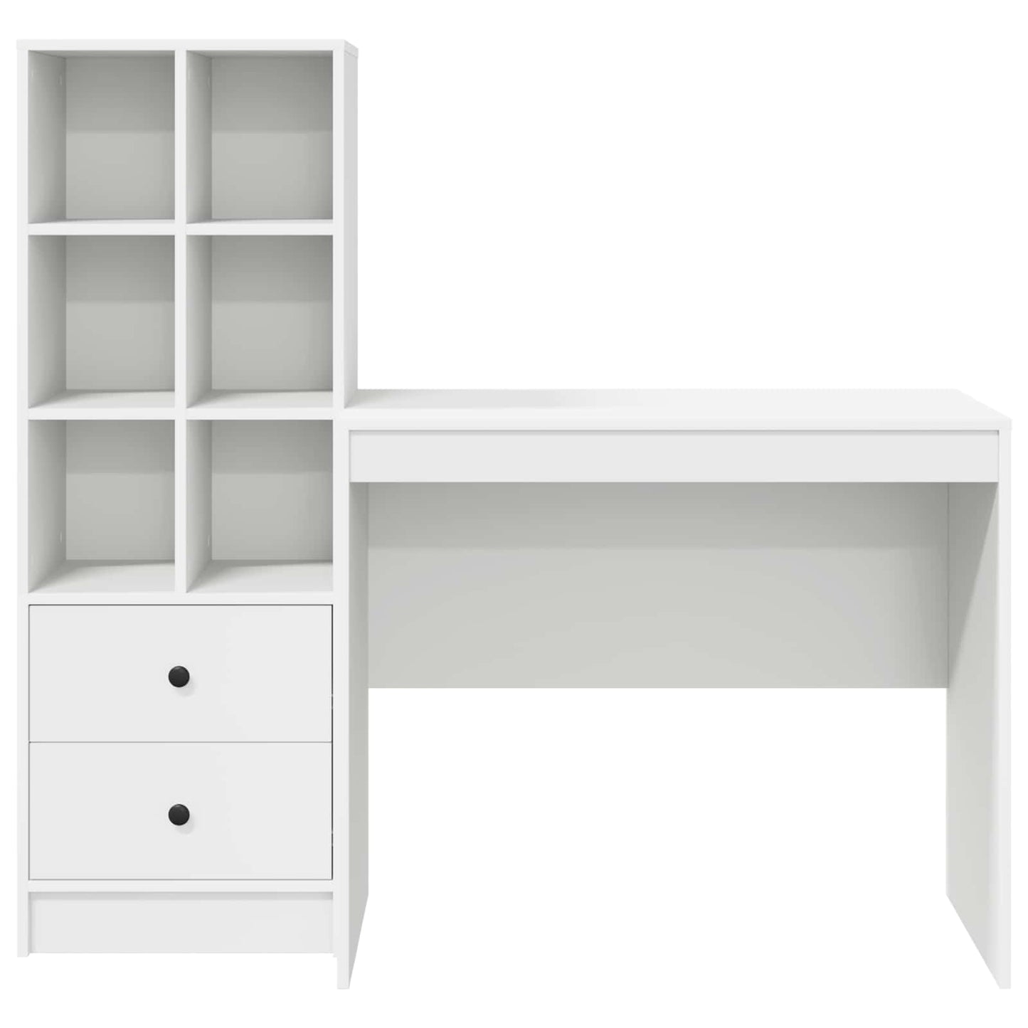 vidaXL Desk with Drawer with Shelf with Storage 2 pcs White