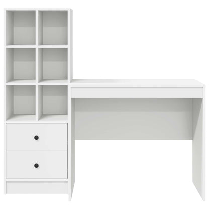 vidaXL Desk with Drawer with Shelf with Storage 2 pcs White