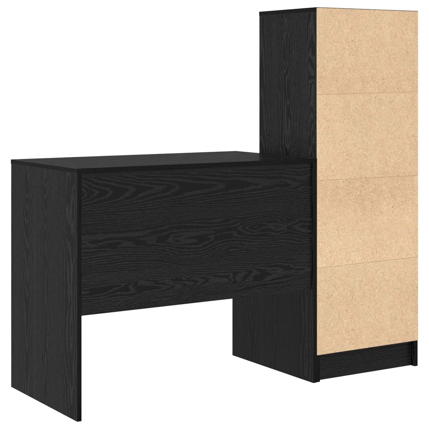 vidaXL Desk with Drawer with Shelf with Storage 2 pcs Black Oak