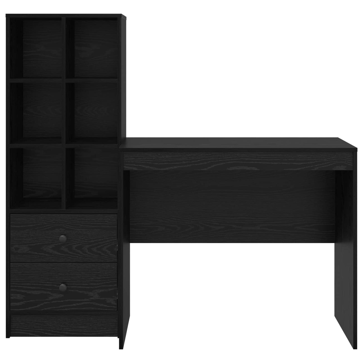 vidaXL Desk with Drawer with Shelf with Storage 2 pcs Black Oak
