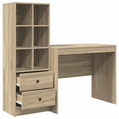 vidaXL Desk with Drawer with Shelf with Storage 2 pcs Sonoma Oak