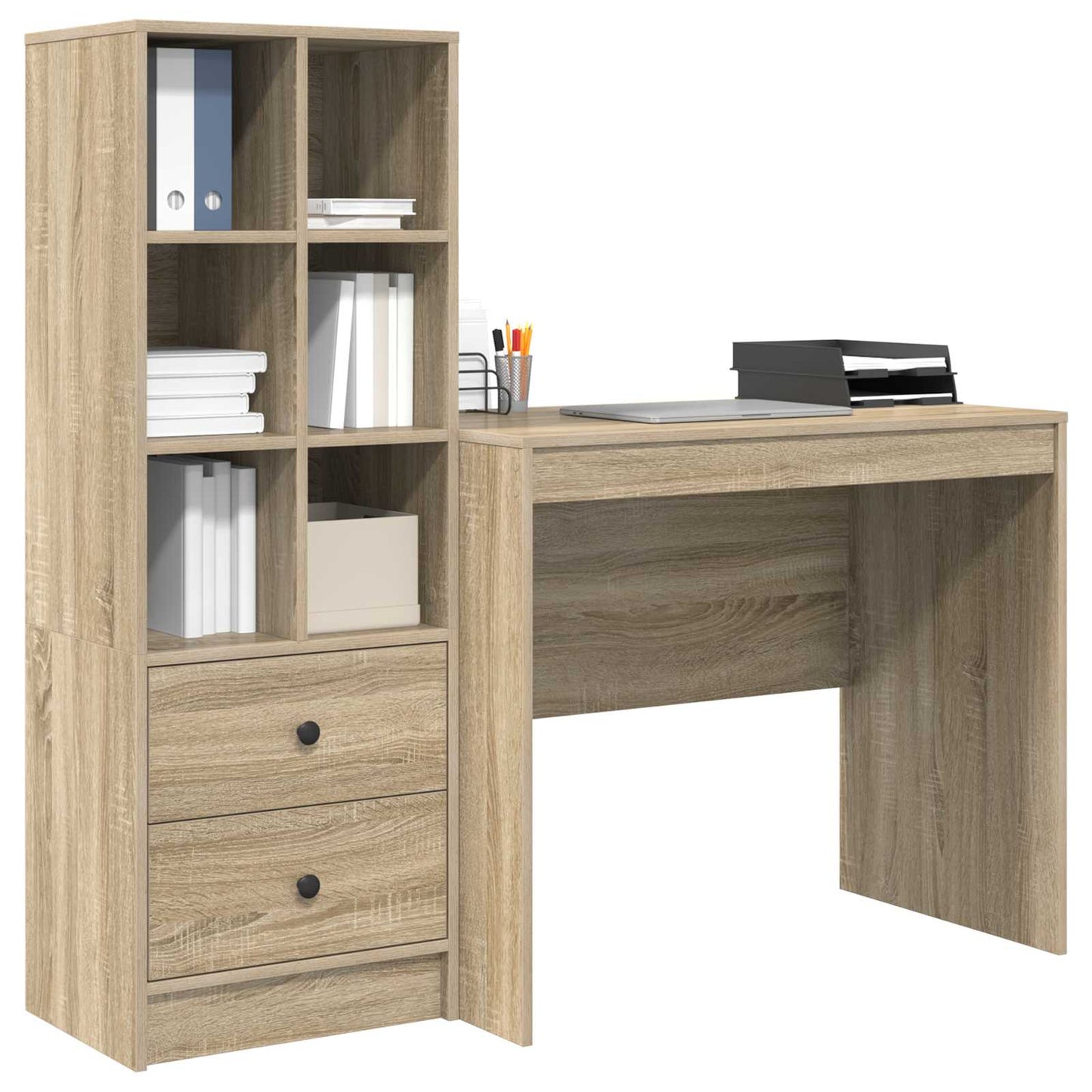 vidaXL Desk with Drawer with Shelf with Storage 2 pcs Sonoma Oak