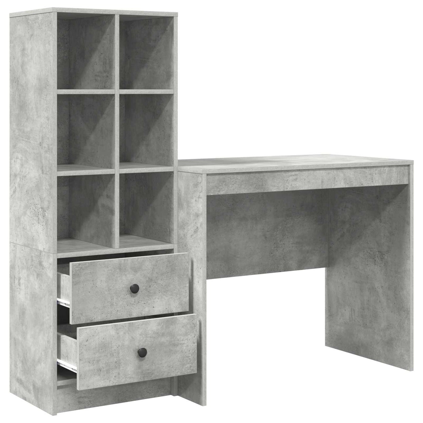 vidaXL Desk with Drawer with Shelf with Storage 2 pcs Concrete Grey