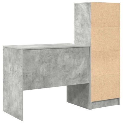 vidaXL Desk with Drawer with Shelf with Storage 2 pcs Concrete Grey