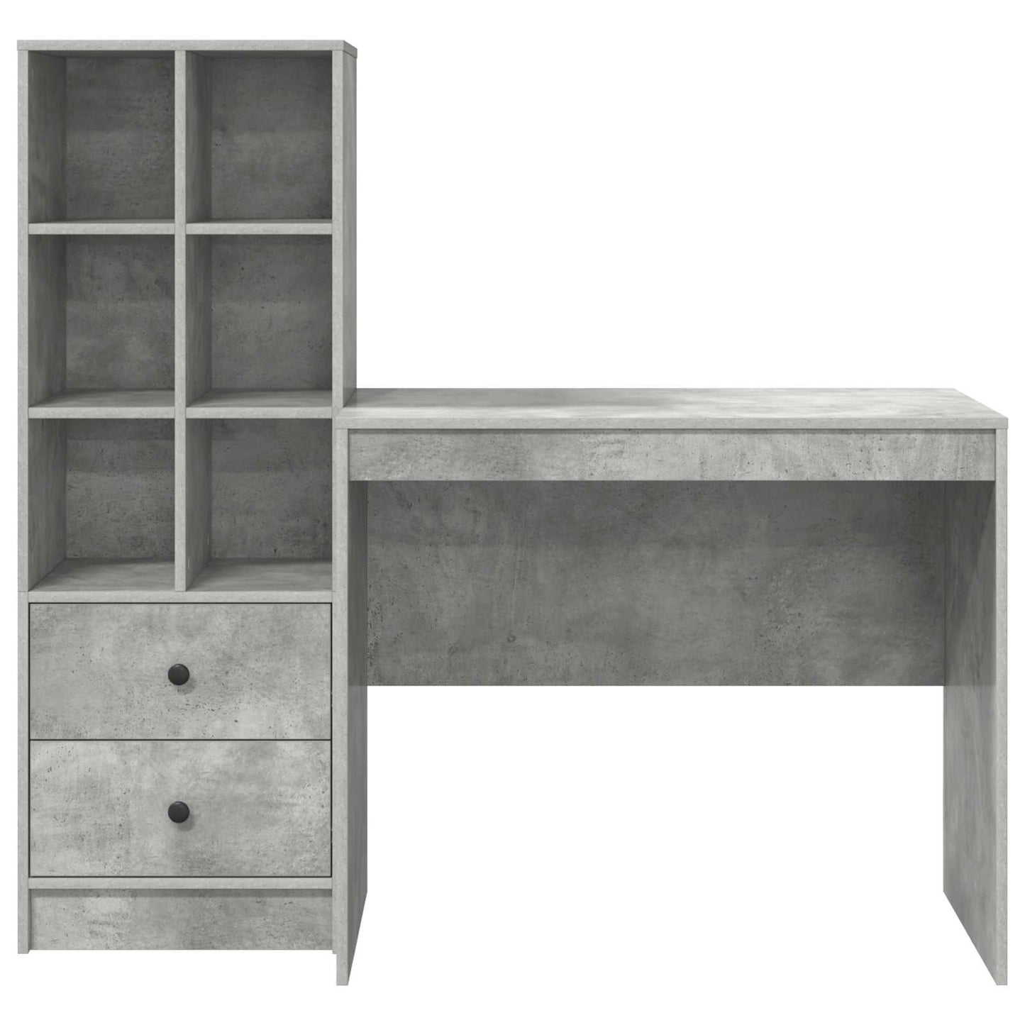 vidaXL Desk with Drawer with Shelf with Storage 2 pcs Concrete Grey