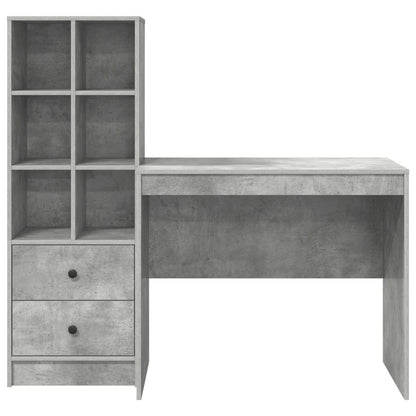vidaXL Desk with Drawer with Shelf with Storage 2 pcs Concrete Grey
