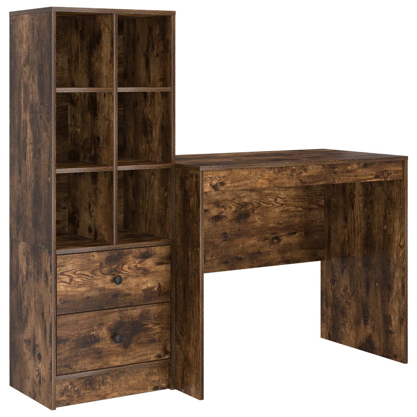 vidaXL Desk with Drawer with Shelf with Storage 2 pcs Smoked Oak