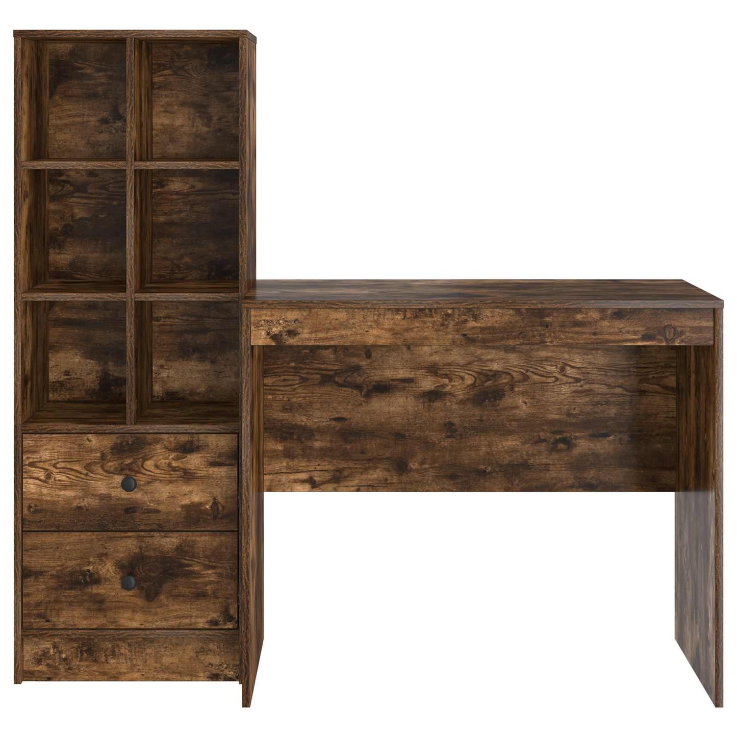 vidaXL Desk with Drawer with Shelf with Storage 2 pcs Smoked Oak