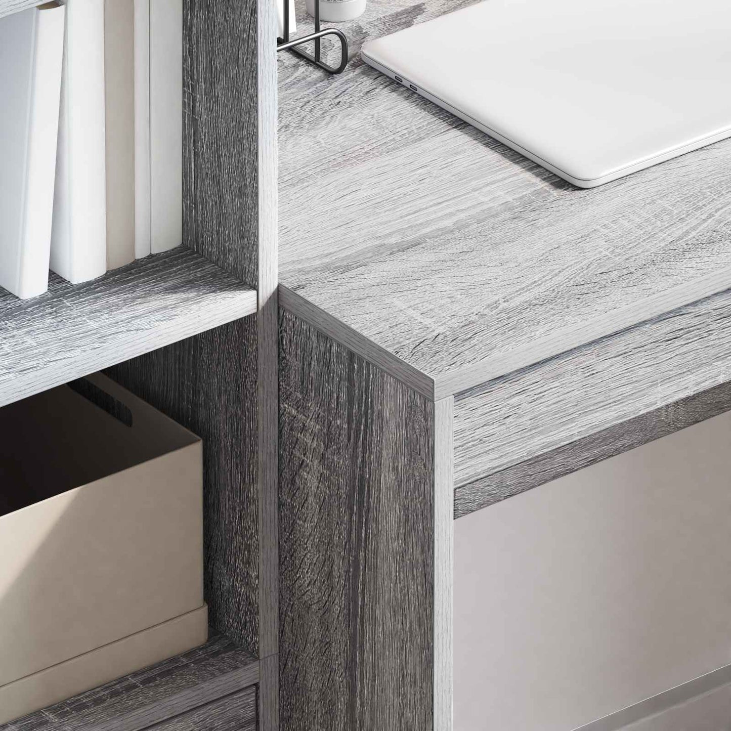 vidaXL Desk with Drawer with Shelf with Storage 2 pcs Grey Sonoma