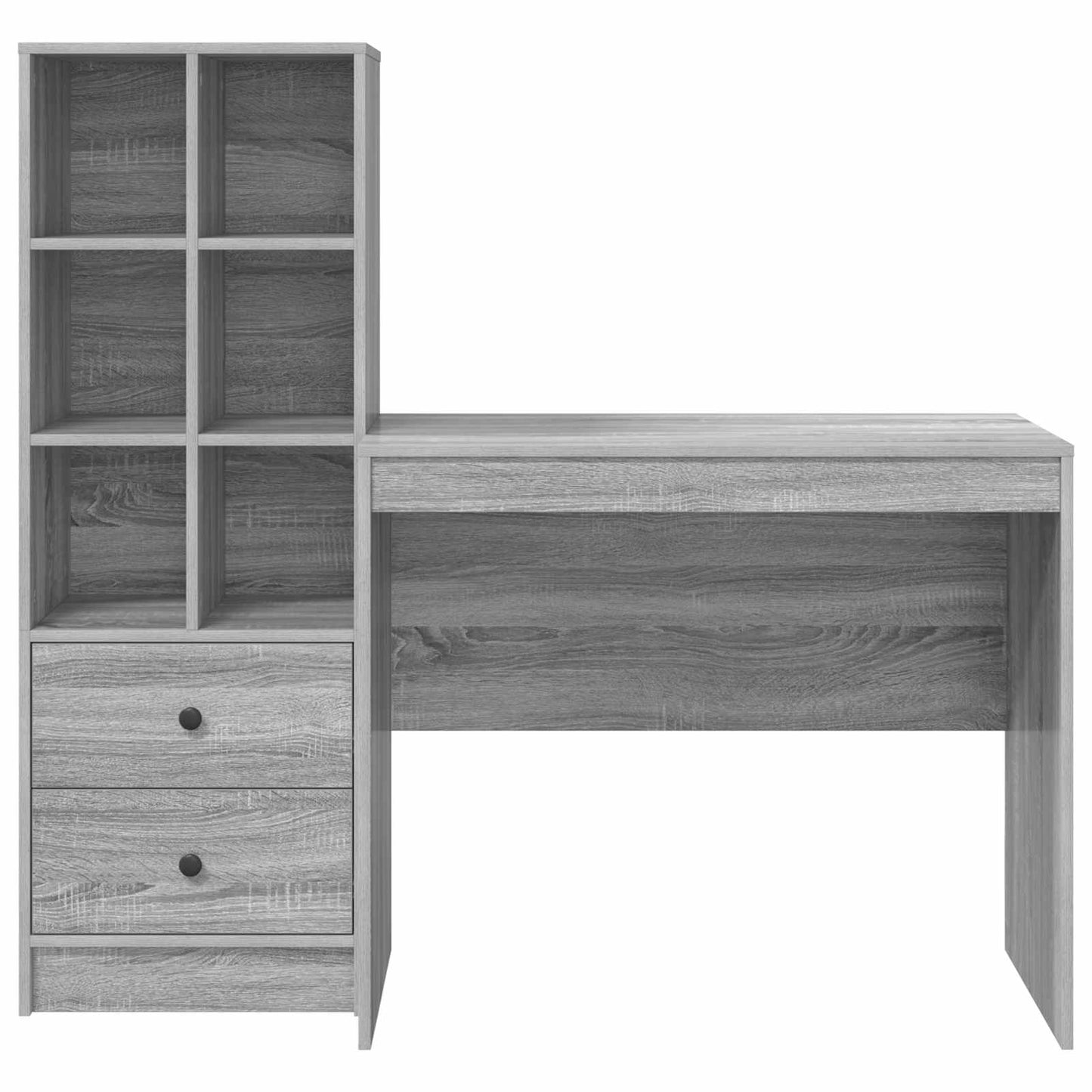vidaXL Desk with Drawer with Shelf with Storage 2 pcs Grey Sonoma