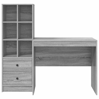 vidaXL Desk with Drawer with Shelf with Storage 2 pcs Grey Sonoma