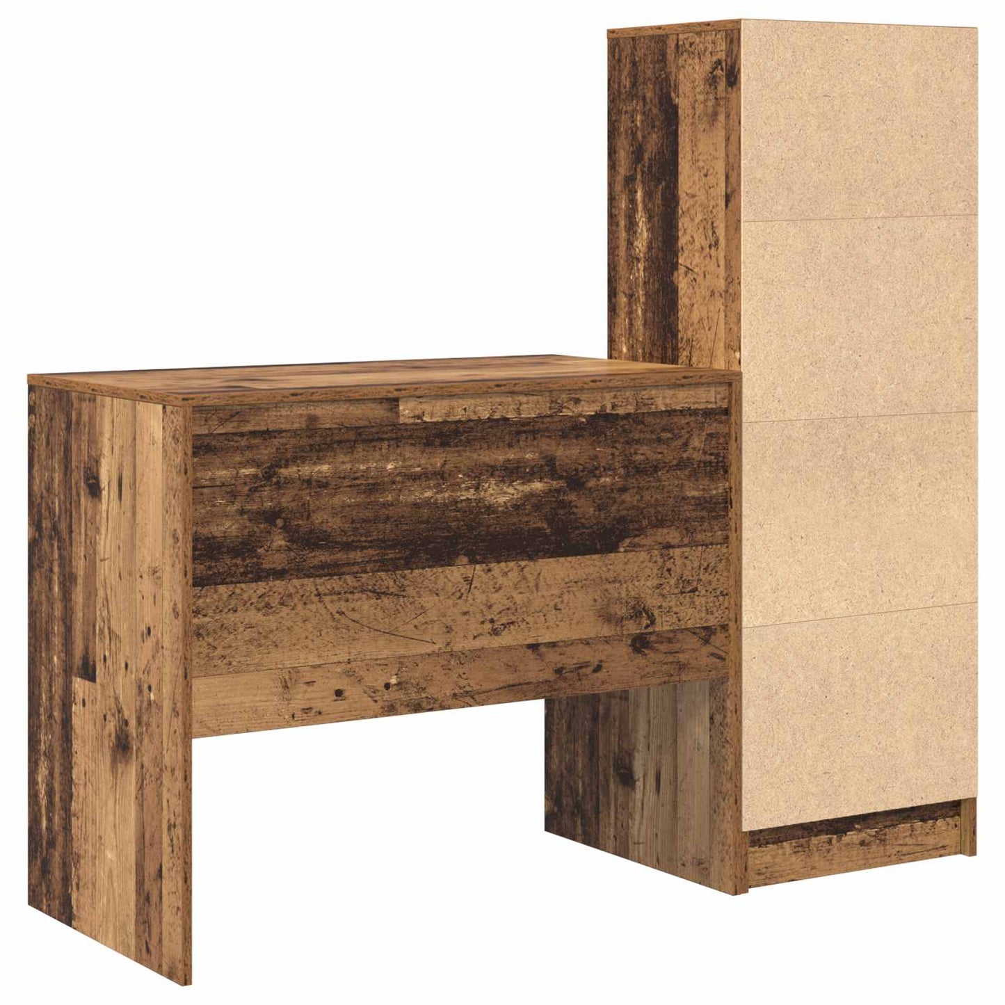 vidaXL Desk with Drawer with Shelf with Storage 2 pcs Old Wood