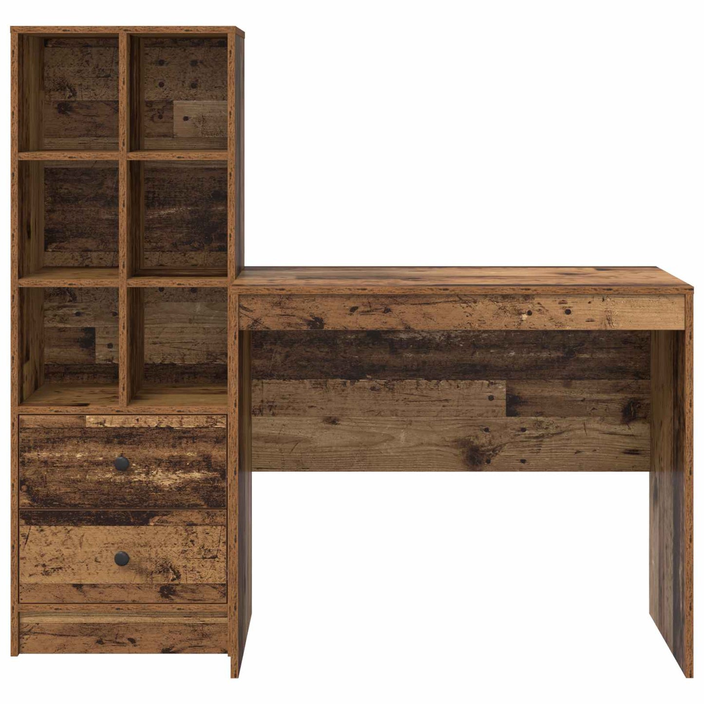 vidaXL Desk with Drawer with Shelf with Storage 2 pcs Old Wood