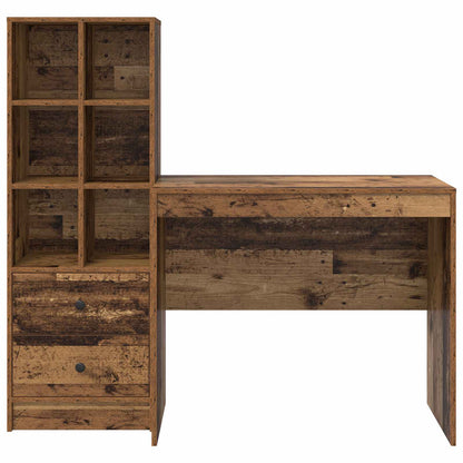 vidaXL Desk with Drawer with Shelf with Storage 2 pcs Old Wood