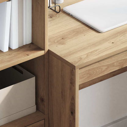 vidaXL Desk with Drawer with Shelf with Storage 2 pcs Artisan Oak