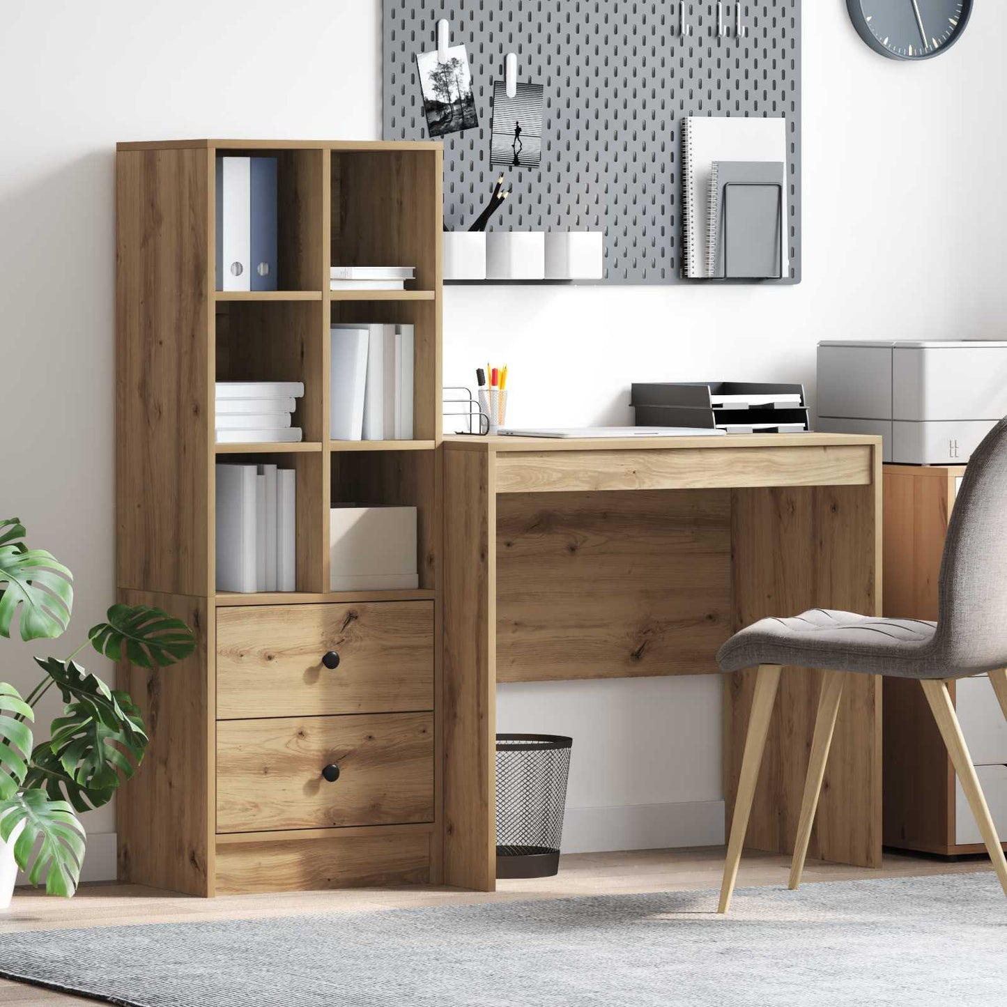 vidaXL Desk with Drawer with Shelf with Storage 2 pcs Artisan Oak