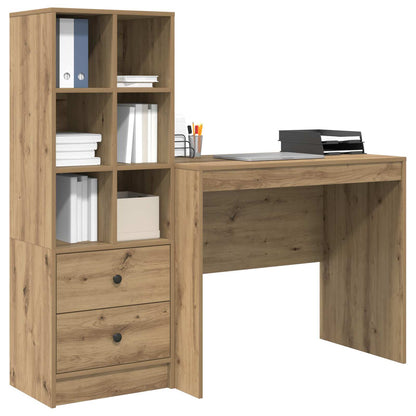vidaXL Desk with Drawer with Shelf with Storage 2 pcs Artisan Oak