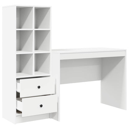 vidaXL Desk with Drawer 2 pcs White