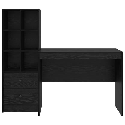 vidaXL Desk with Drawer 2 pcs Black Oak