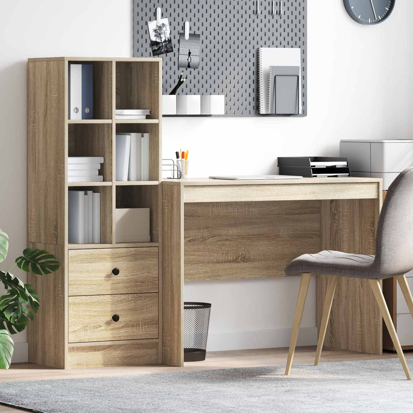 vidaXL Desk with Drawer 2 pcs Sonoma Oak