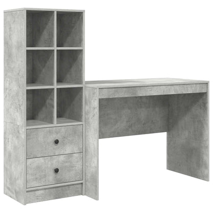 vidaXL Desk with Drawer 2 pcs Concrete Grey