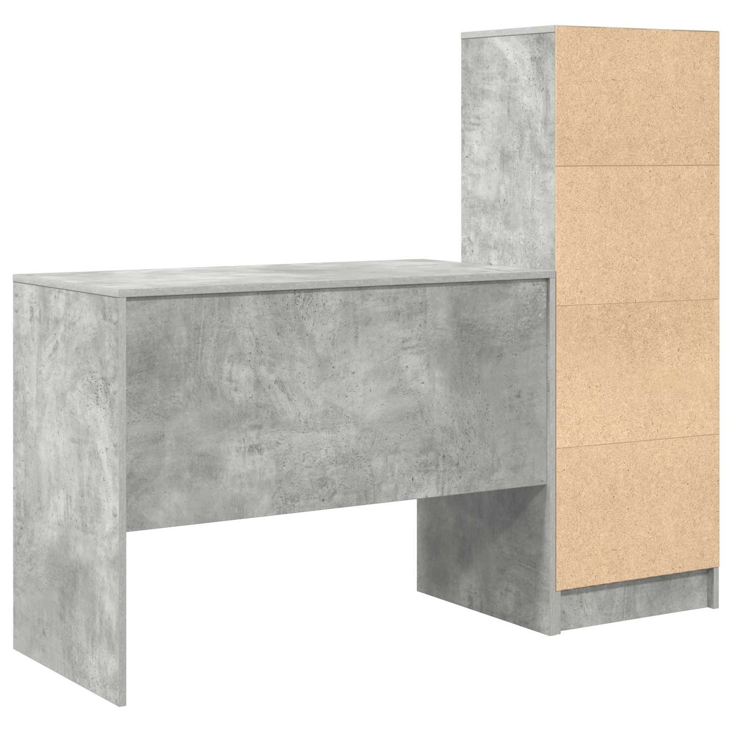 vidaXL Desk with Drawer 2 pcs Concrete Grey